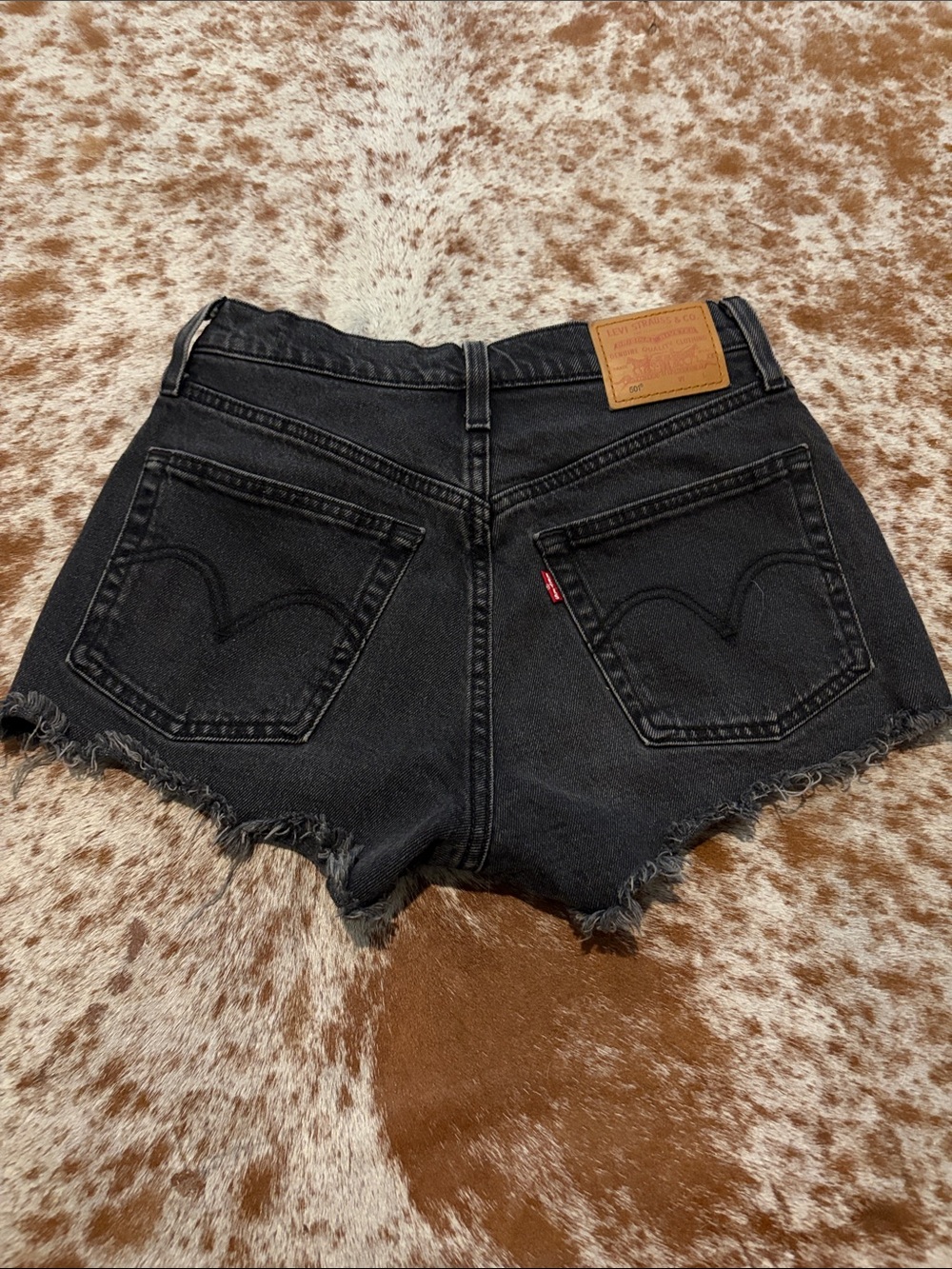 Levi's Black Frayed Denim Cutoff Shorts